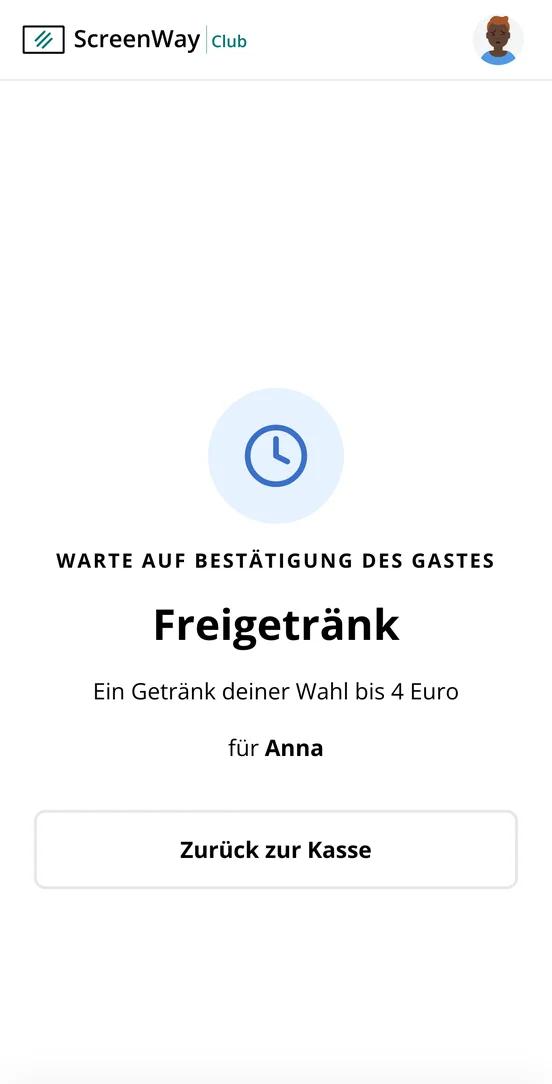 Till waiting for the guest to confirm a free drink
