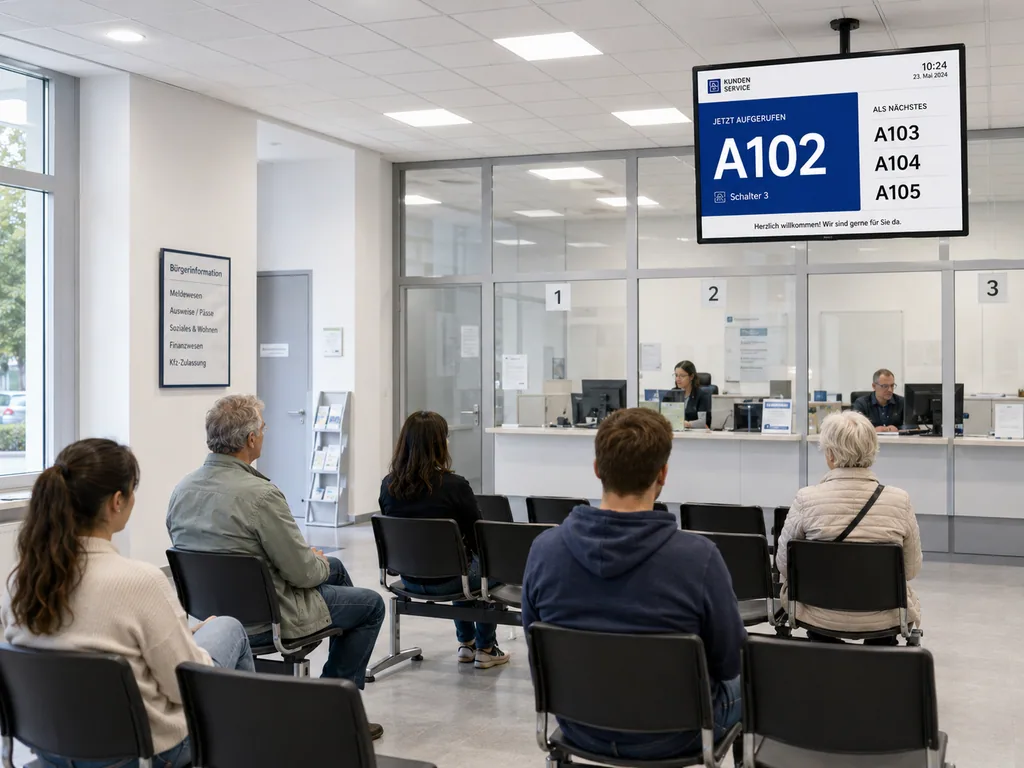 Aufrufsystem im Prüfungsamt Digitales Aufrufsystem im Prüfungsamt mit Nummern-Anzeige
